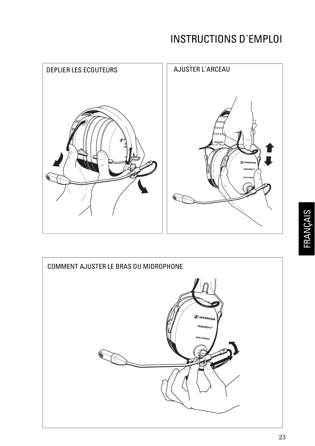 Sennheiser HMEC 200iii manual Instructions D´EMPLOI, Comment Ajuster LE Bras DU Midrophone 