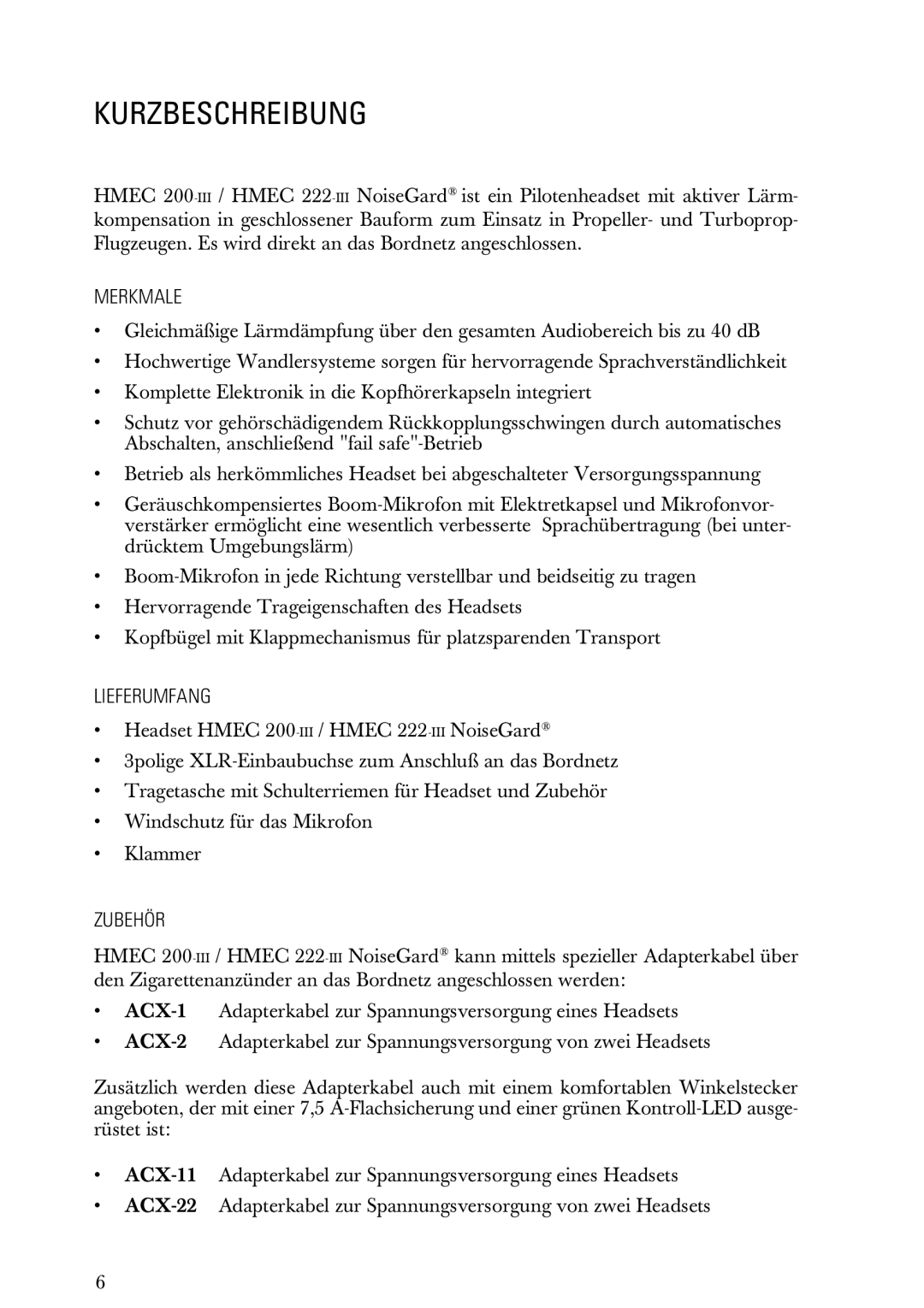 Sennheiser HMEC 200iii manual Kurzbeschreibung, Merkmale, Lieferumfang, Zubehör 