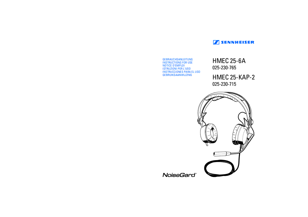 Sennheiser HMEC 25-6A manual Hmec 25-KAP-2 