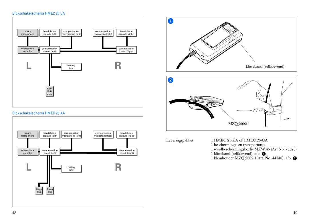 Sennheiser HMEC 25-KA, HMEC 25-CA manual Blokschakelschema Hmec 25 CA, Blokschakelschema Hmec 25 KA 