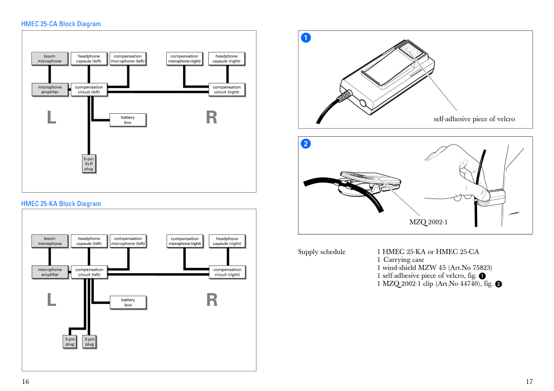 Sennheiser HMEC 25-KA, HMEC 25-CA manual Hmec 25-CA Block Diagram, Hmec 25-KA Block Diagram 