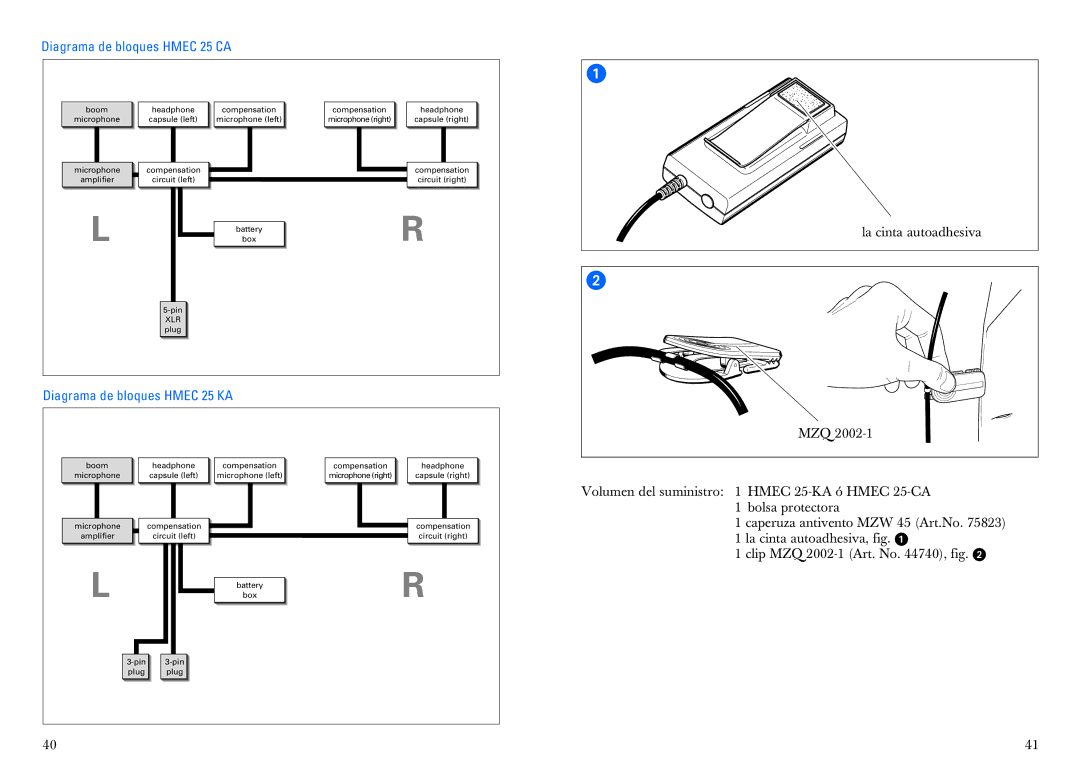 Sennheiser HMEC 25-CA manual Diagrama de bloques Hmec 25 CA, Diagrama de bloques Hmec 25 KA 