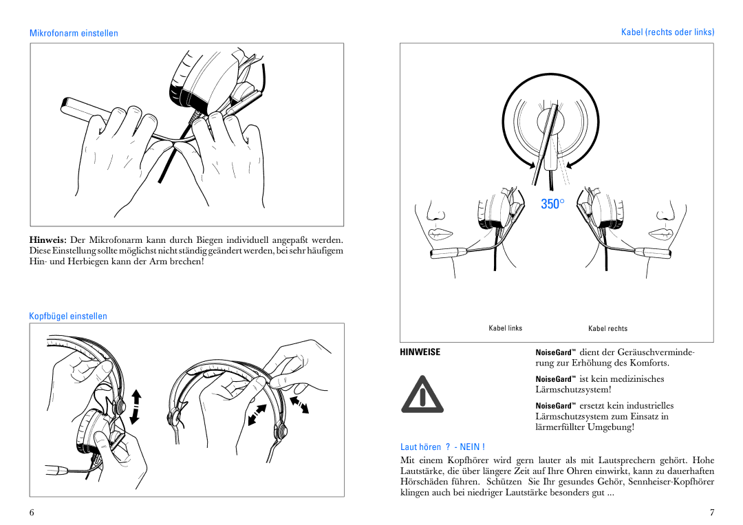 Sennheiser HMEC 25-CA manual Mikrofonarm einstellen, Kopfbügel einstellen, Laut hören ? Nein 