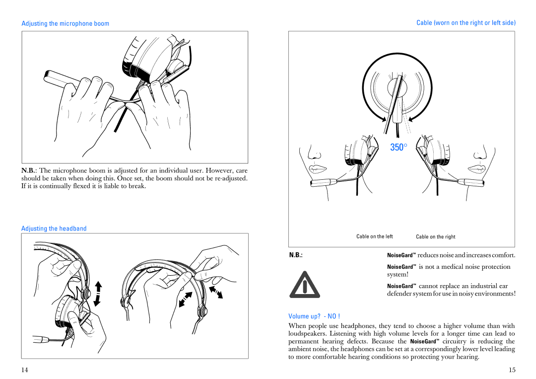 Sennheiser HMEC 25-CA manual Adjusting the microphone boom, Adjusting the headband, Volume up? no 