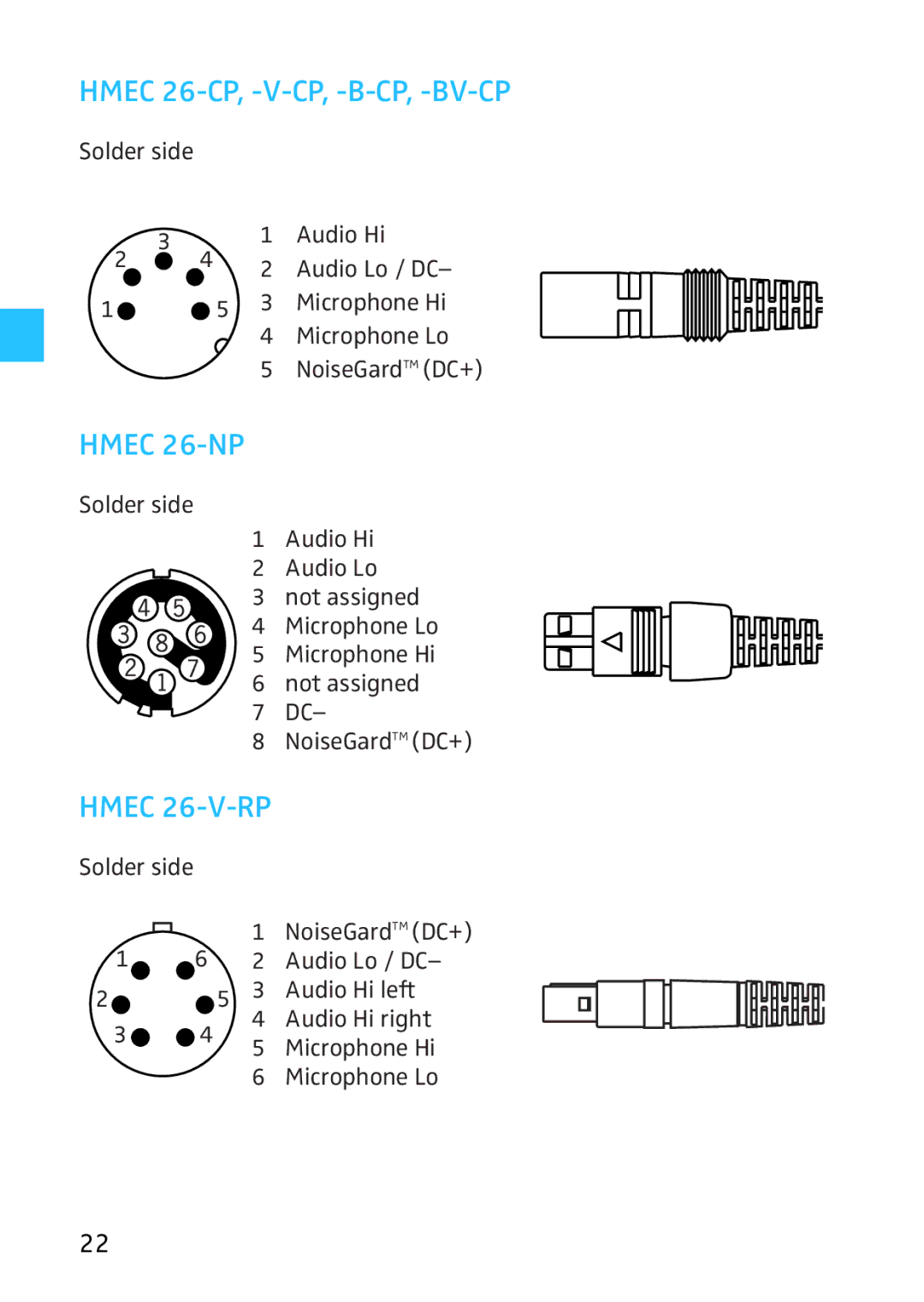 Sennheiser HMEC 26, 523983/A01, 502399 instruction manual Hmec 26-CP, -V-CP, -B-CP, -BV-CP, Hmec 26-V-RP 