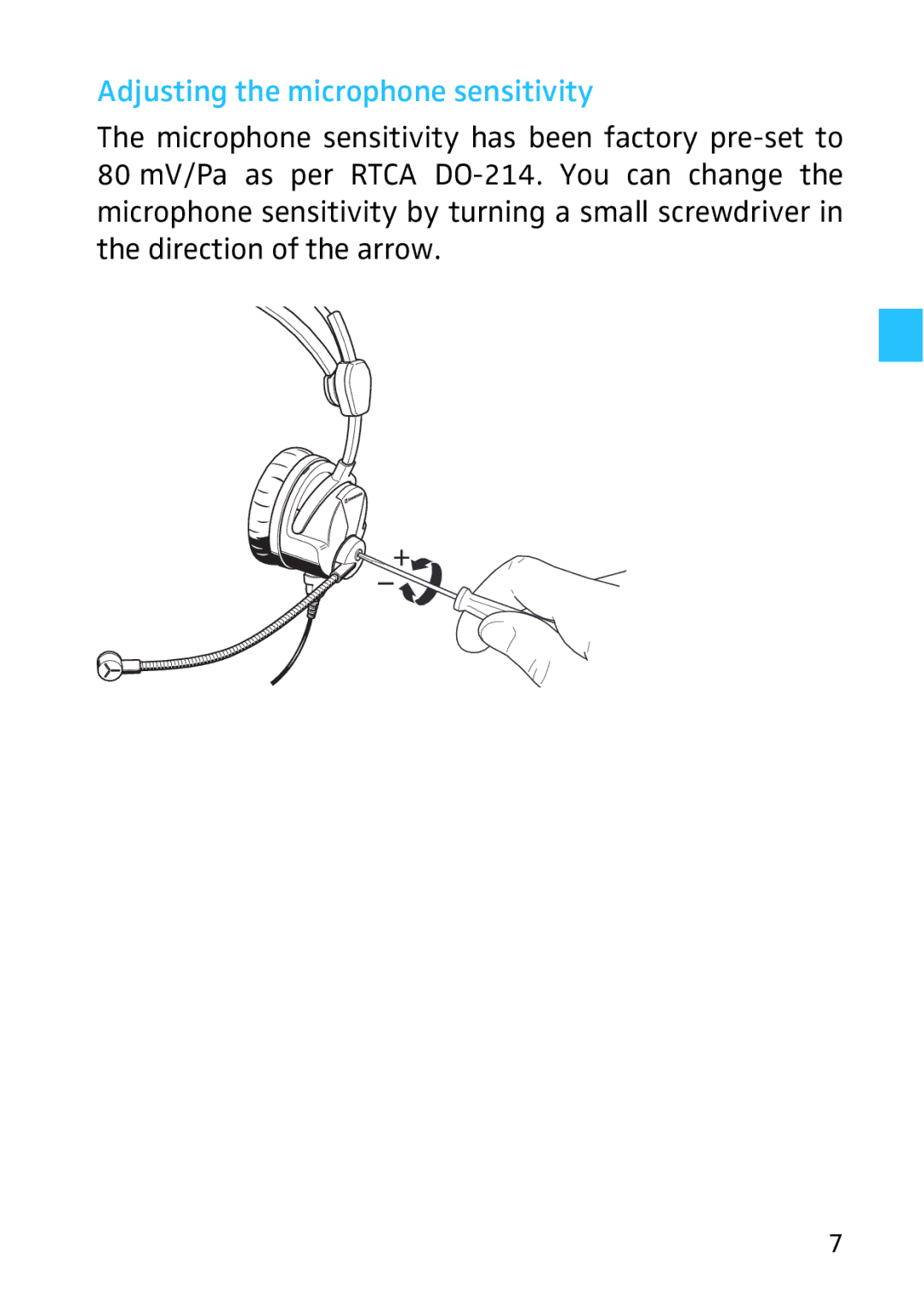 Sennheiser HMEC 26, 523983/A01, 502399 instruction manual Adjusting the microphone sensitivity 