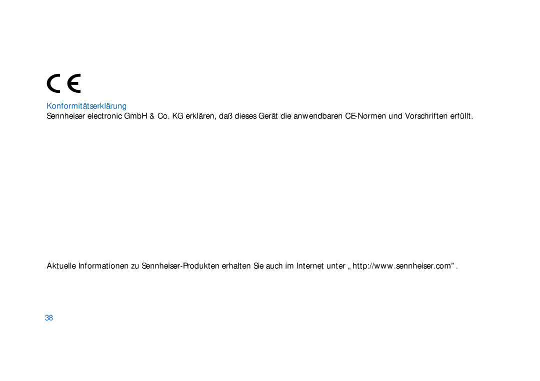 Sennheiser HMEC 300, HMDC 322, HMEC 400, HMEC 322, HMEC 302, HMEC 305-C, HMEC 306 manual Konformitätserklärung 