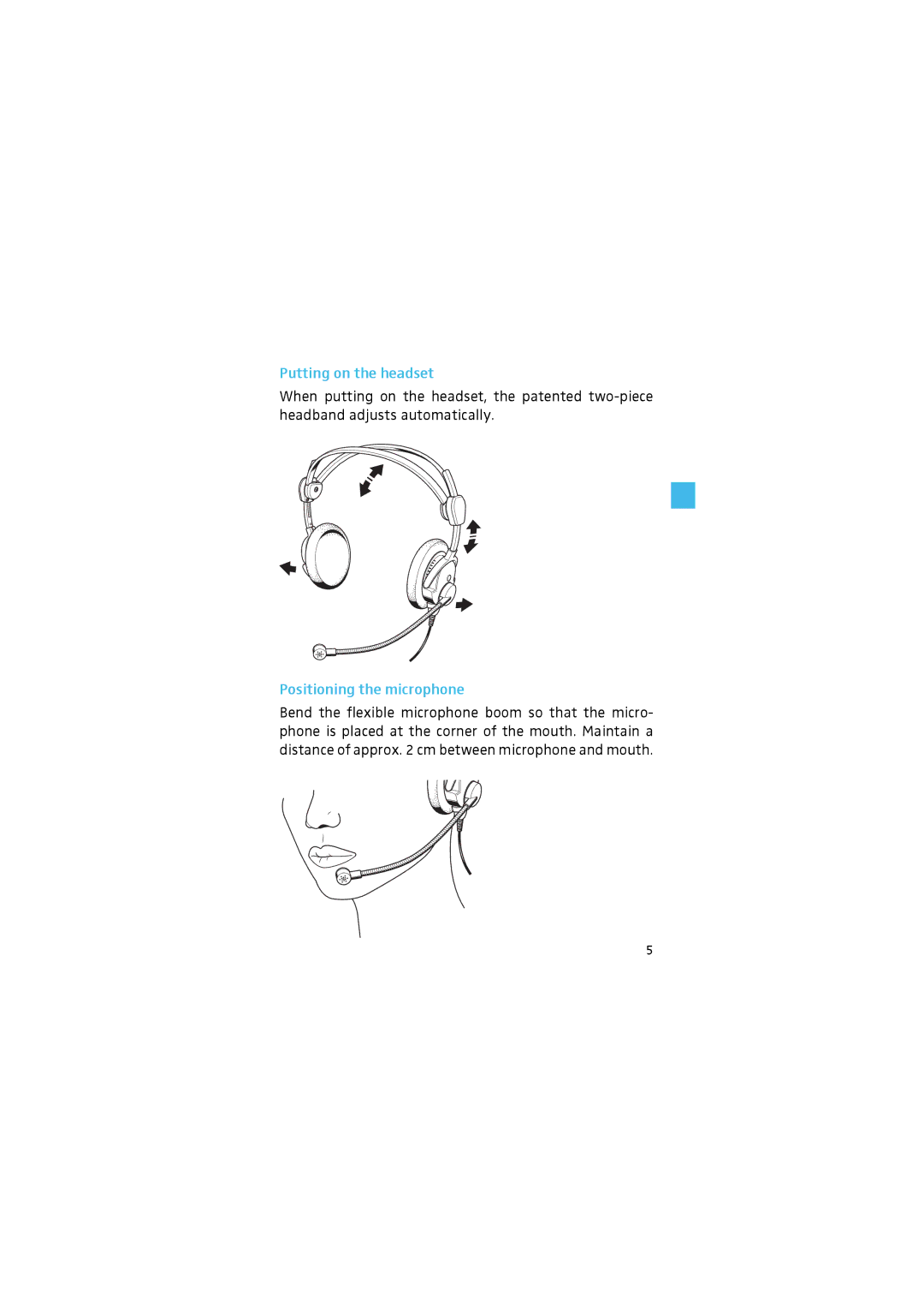 Sennheiser HMEC 46 manual Putting on the headset, Positioning the microphone 