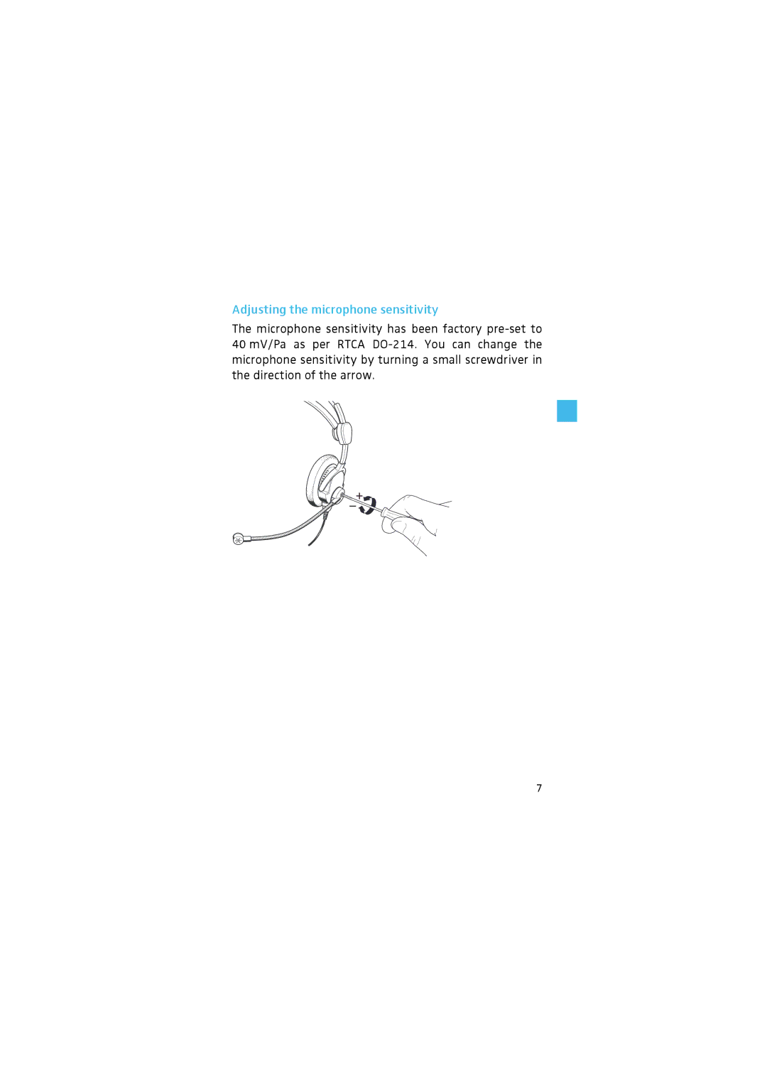 Sennheiser HMEC 46 manual Adjusting the microphone sensitivity 