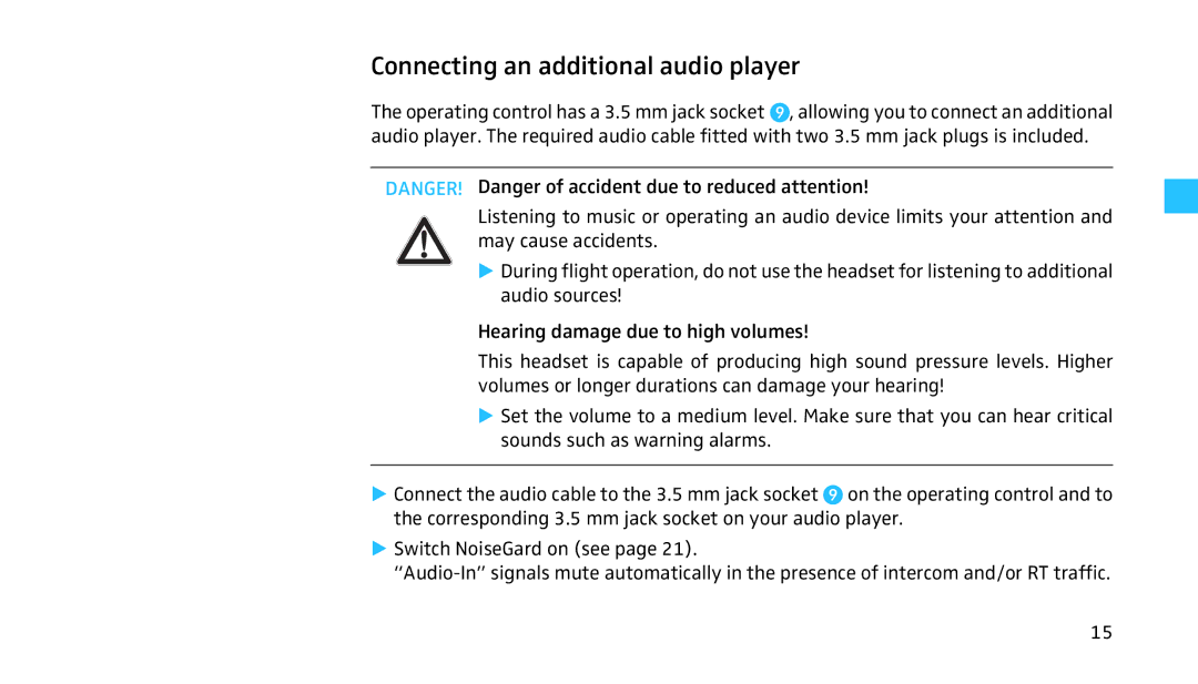 Sennheiser HMEC 460 manual Connecting an additional audio player 