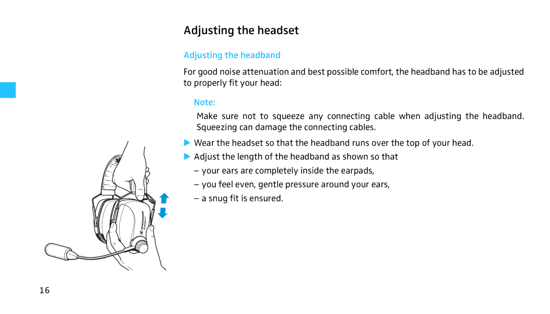 Sennheiser HMEC 460 manual Adjusting the headset, Adjusting the headband 