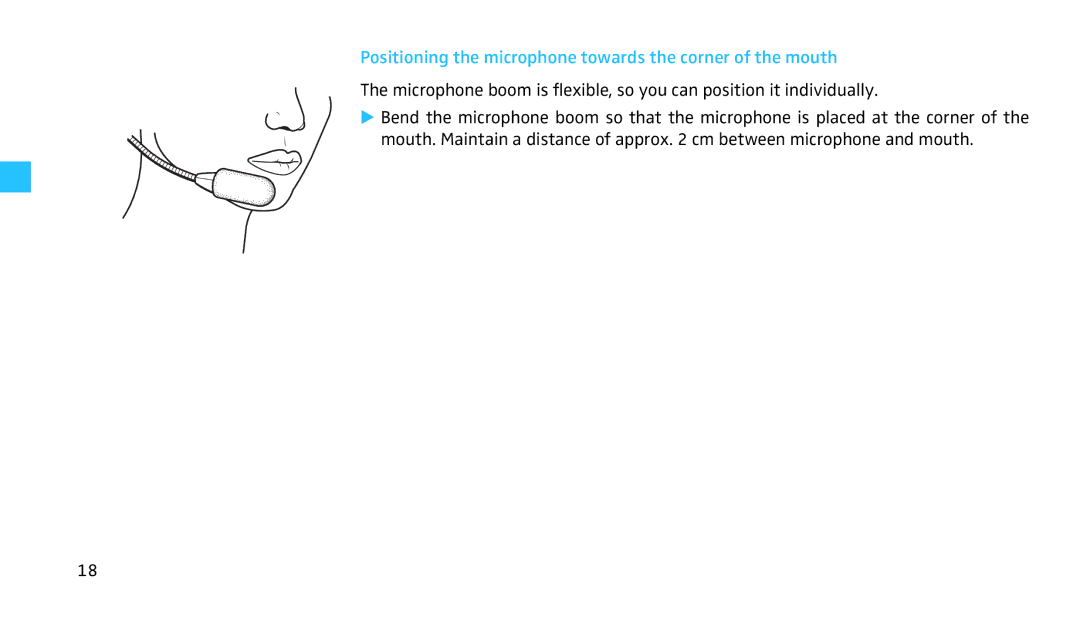 Sennheiser HMEC 460 manual Positioning the microphone towards the corner of the mouth 