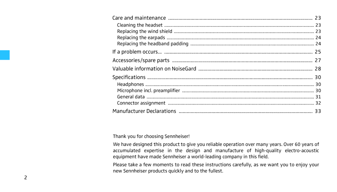 Sennheiser HMEC 460 manual Care and maintenance 