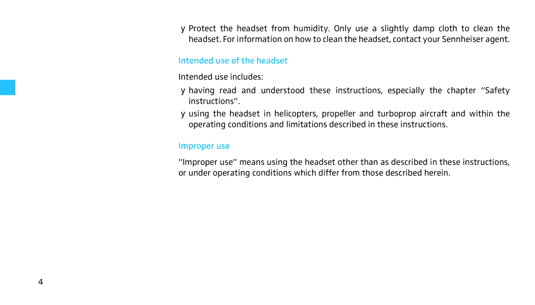 Sennheiser HMEC 460 manual Intended use of the headset, Improper use 