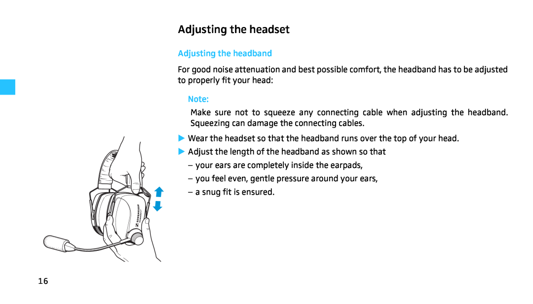Sennheiser HMEC 460 manual Adjusting the headset 