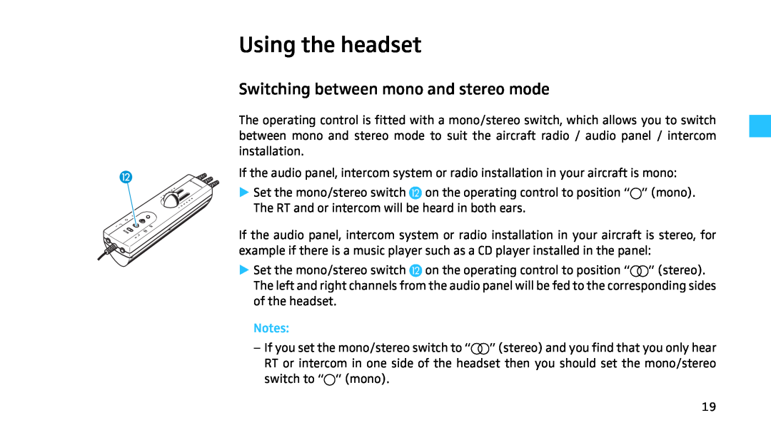 Sennheiser HMEC 460 manual Using the headset, Switching between mono and stereo mode 