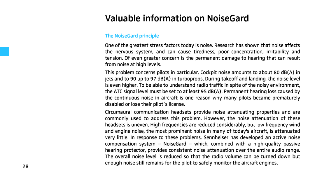Sennheiser HMEC 460 manual Valuable information on NoiseGard 