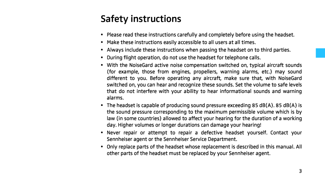 Sennheiser HMEC 460 manual Safety instructions 