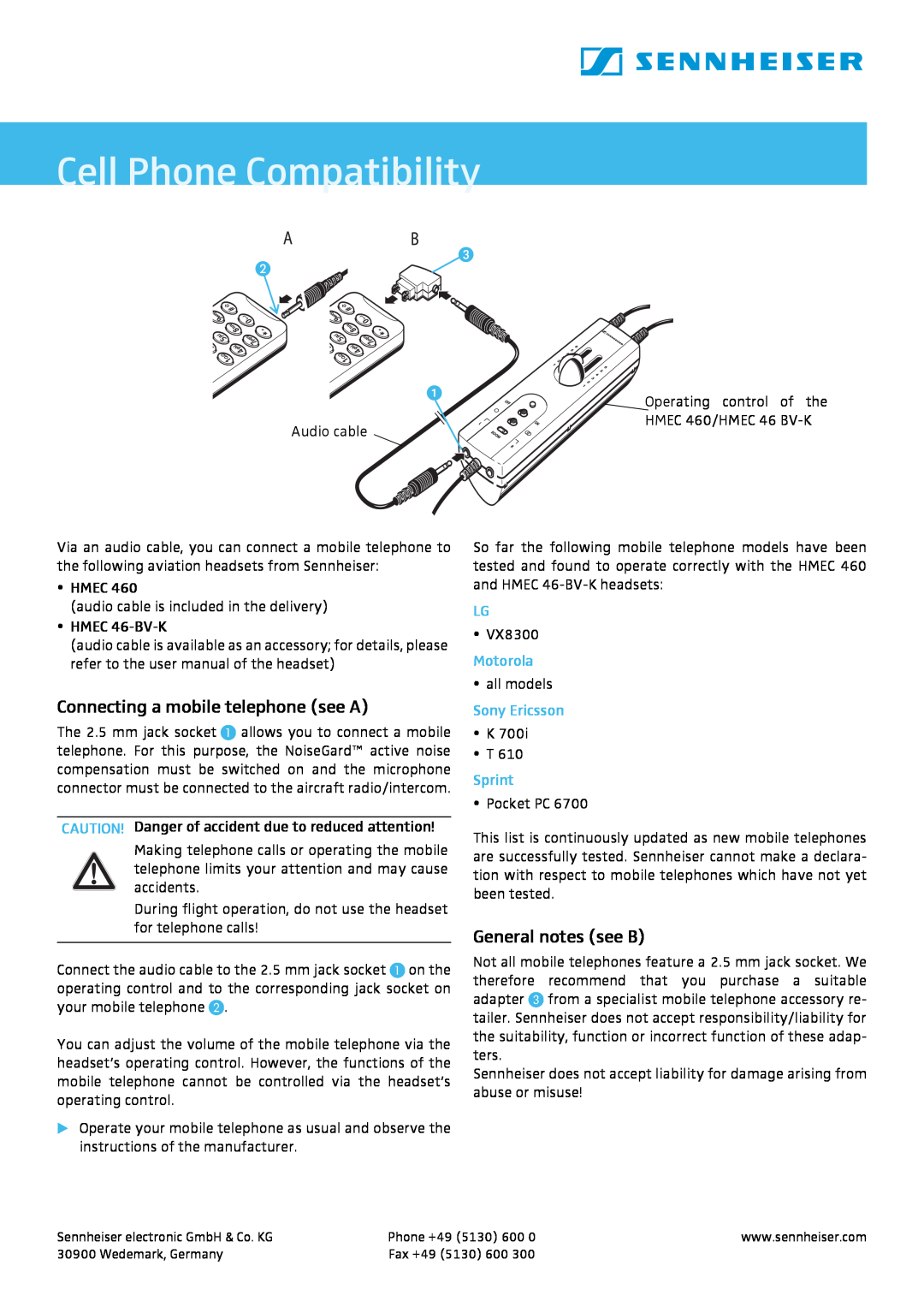 Sennheiser HMEC 460 manual Hmec, Instructions for use 