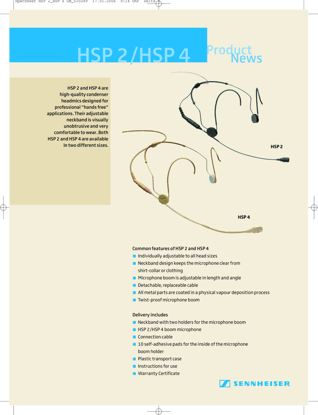 Sennheiser HSP 4-M, HSP 2-M warranty HSP2/HSP4 