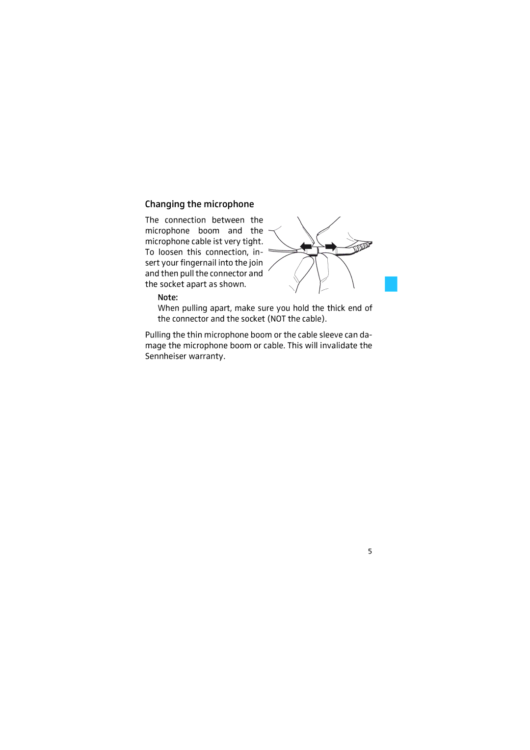 Sennheiser HSP 2 manual Changing the microphone 