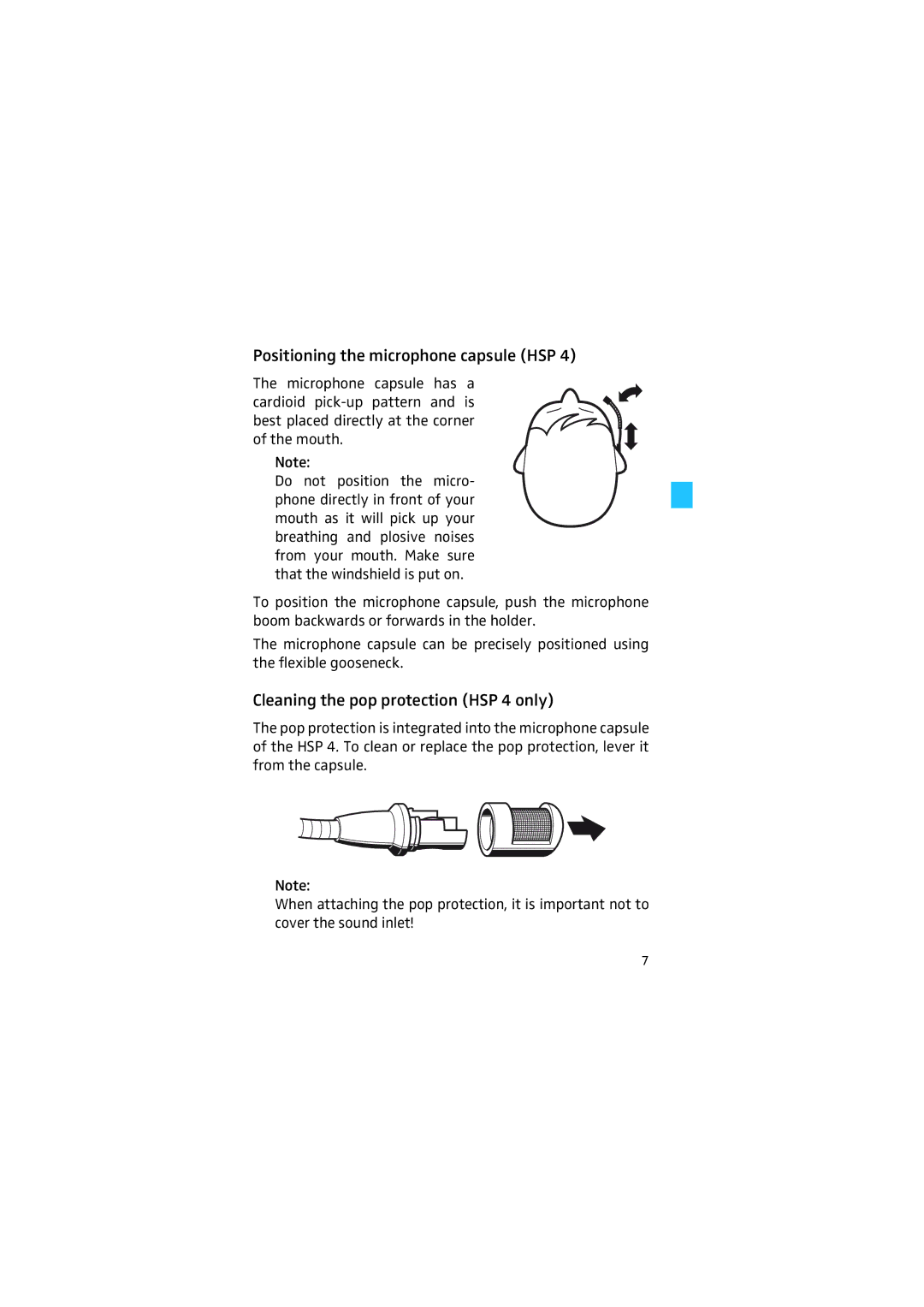 Sennheiser HSP 2 manual Cleaning the pop protection HSP 4 only 