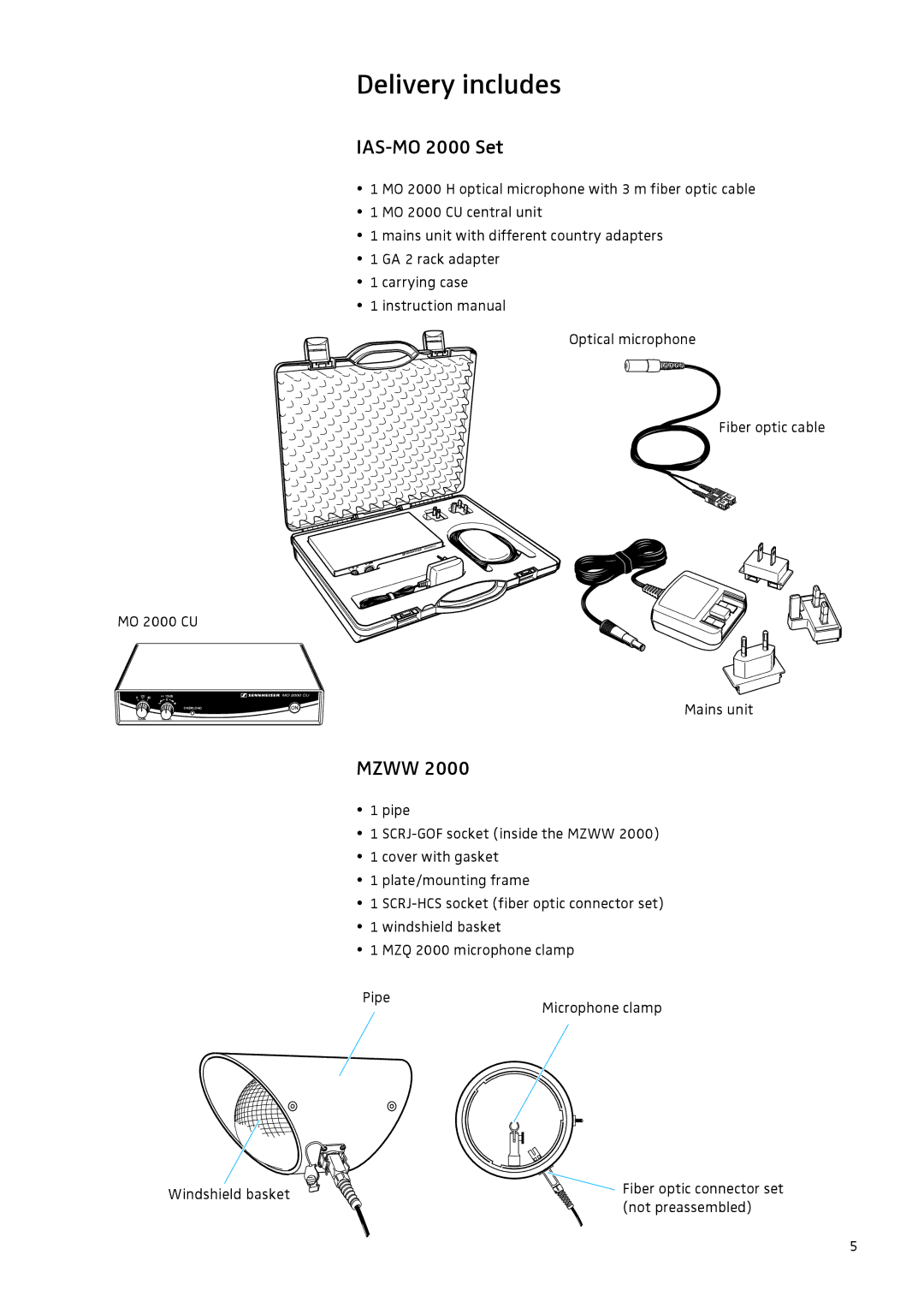 Sennheiser manual Delivery includes, IAS-MO 2000 Set, Mzww 