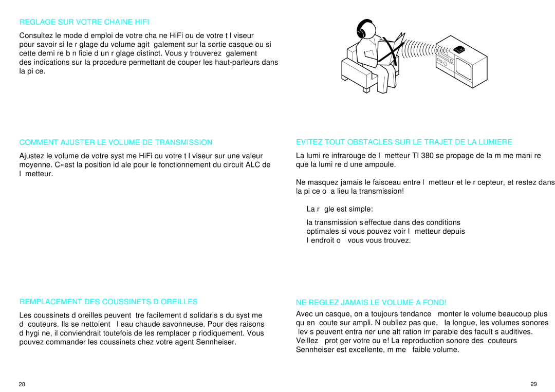 Sennheiser IS 380 manual Reglage SUR Votre Chaine Hifi, Comment Ajuster LE Volume DE Transmission 