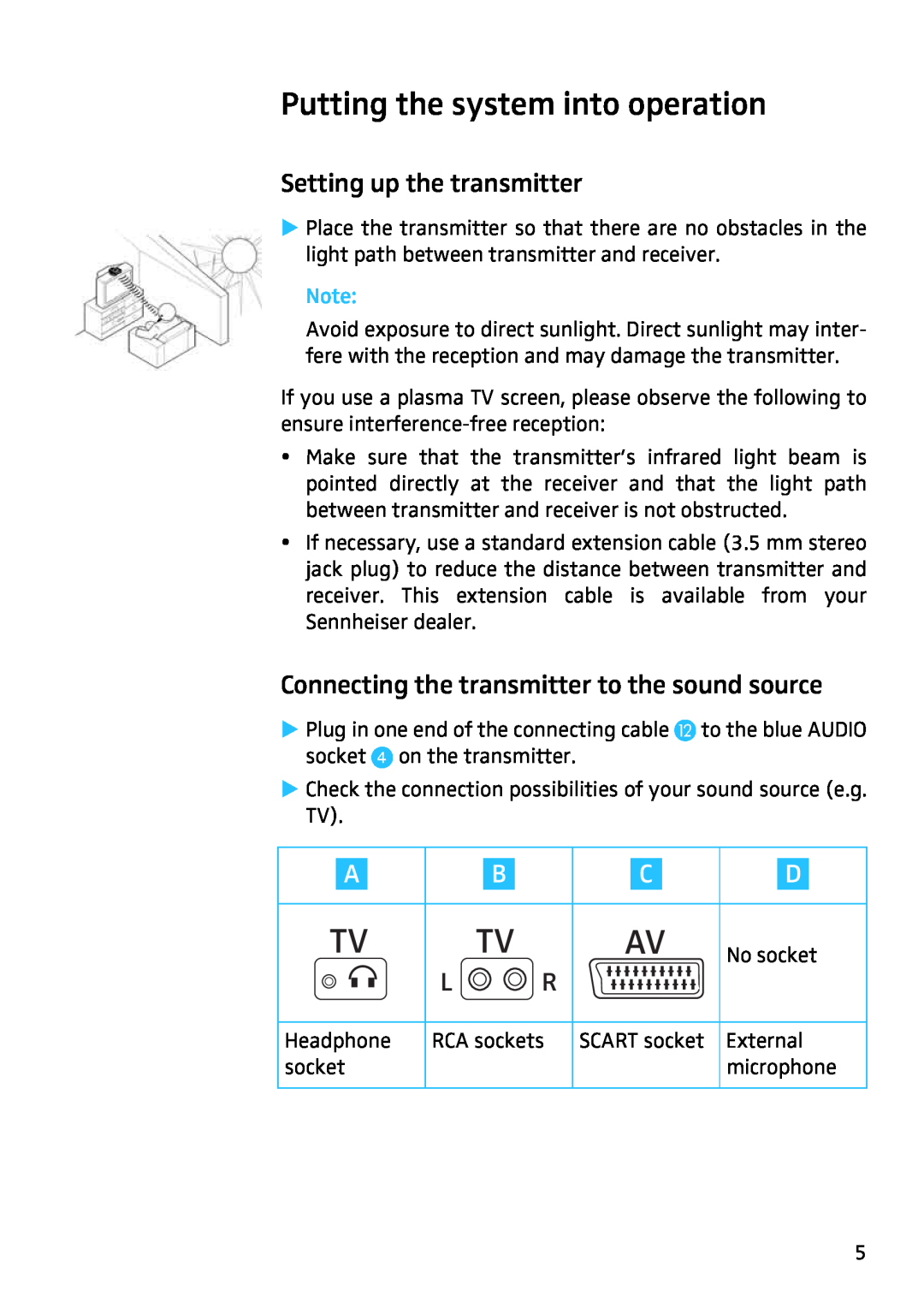 Sennheiser IS410 manual Putting the system into operation 
