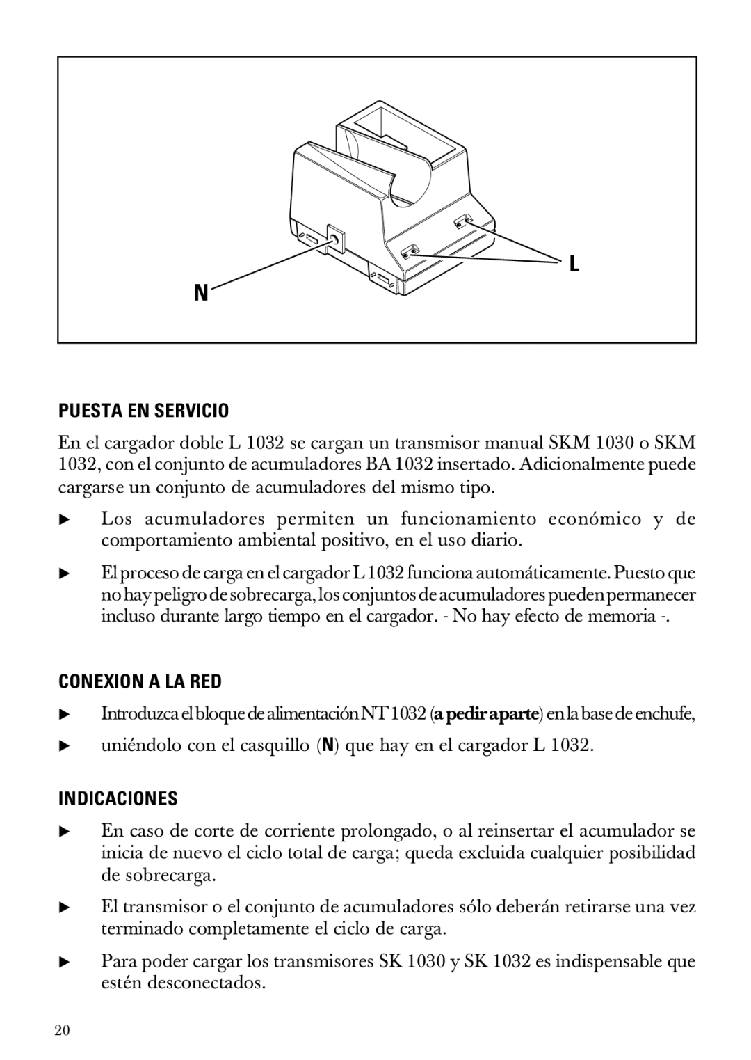 Sennheiser L 1032 manual Puesta EN Servicio, Conexion a LA RED, Indicaciones 