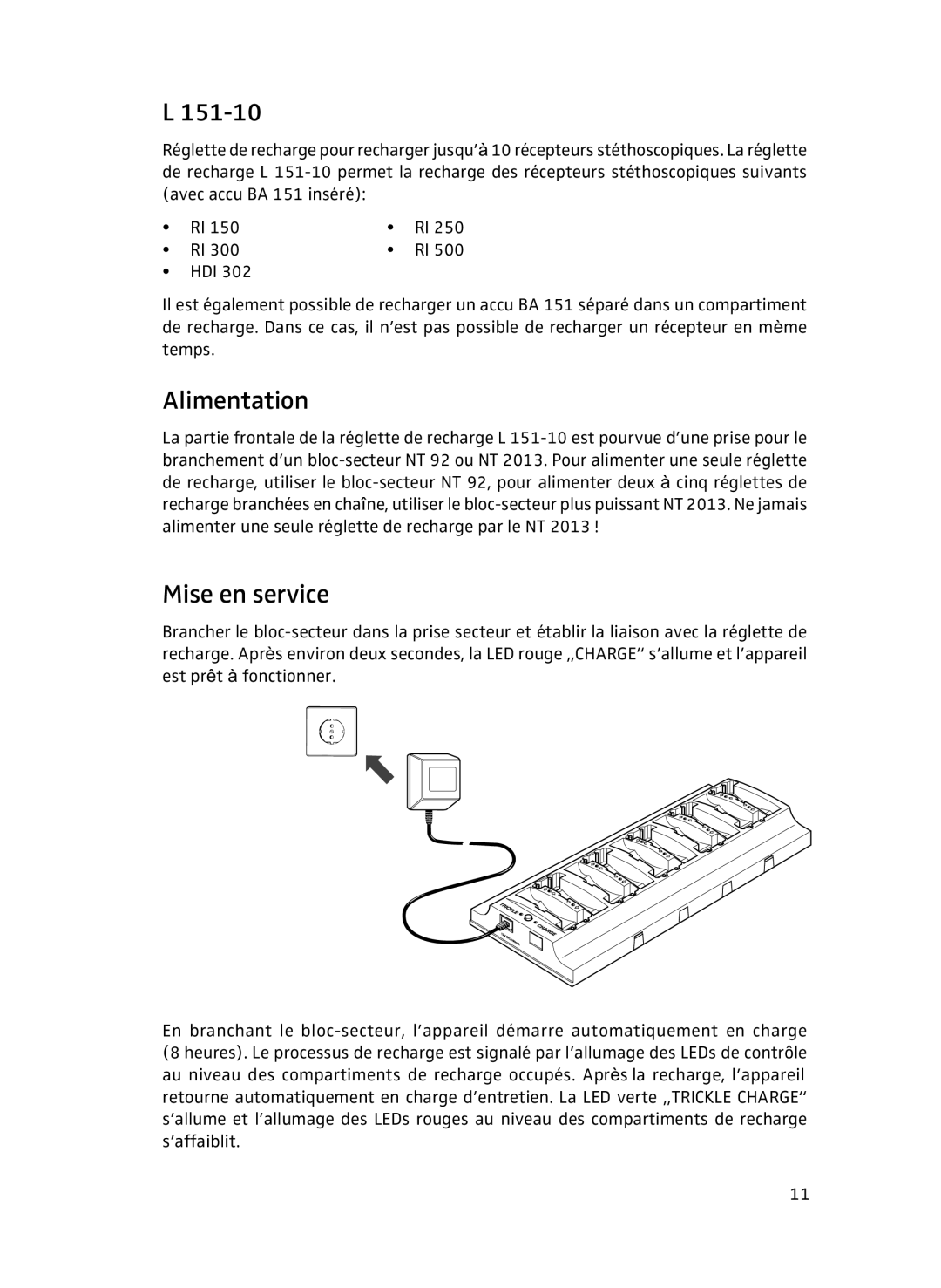 Sennheiser L151-10 manual Alimentation, Mise en service 