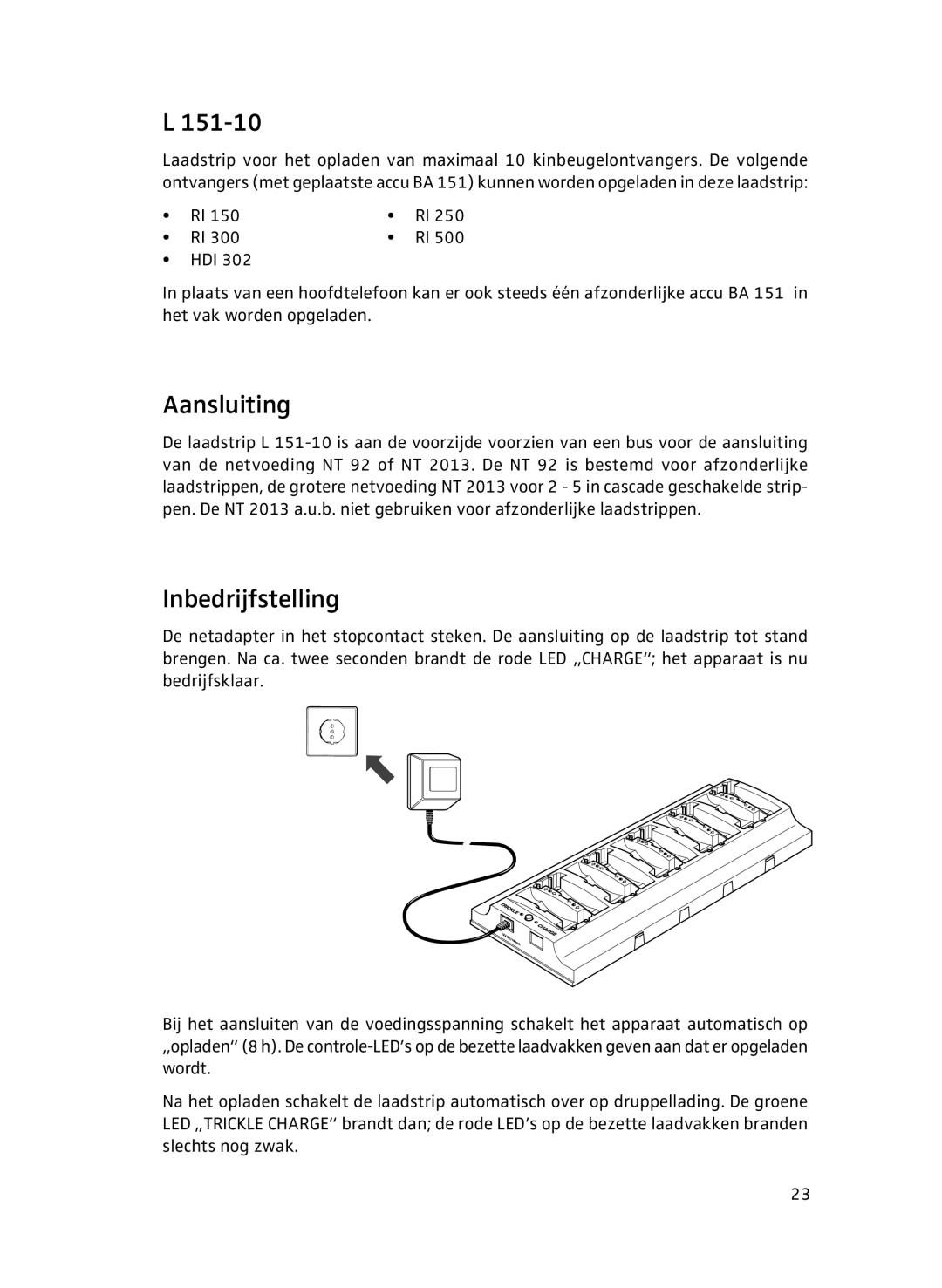 Sennheiser L151-10 manual Aansluiting, Inbedrijfstelling 