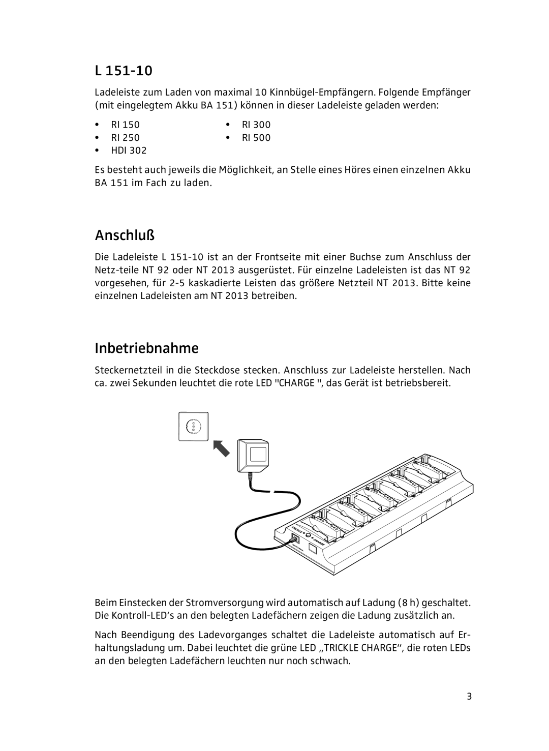 Sennheiser L151-10 manual Anschluß, Inbetriebnahme 