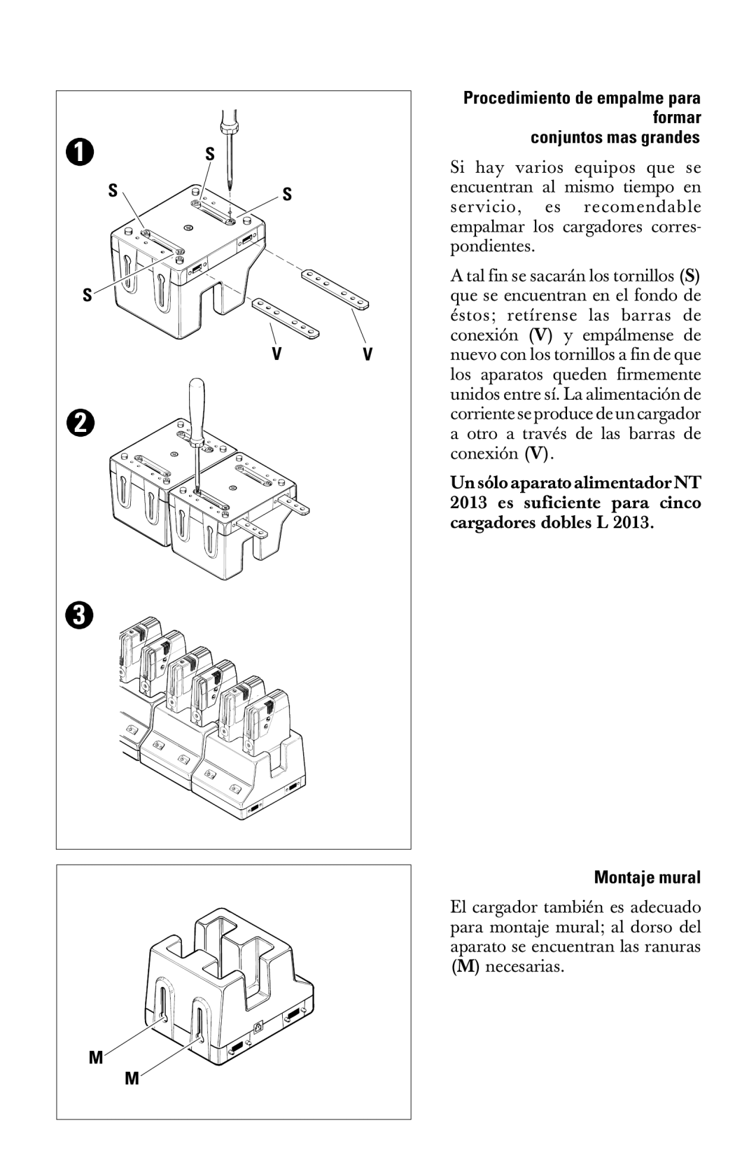 Sennheiser l2013 manual Procedimiento de empalme para formar conjuntos mas grandes, Montaje mural 