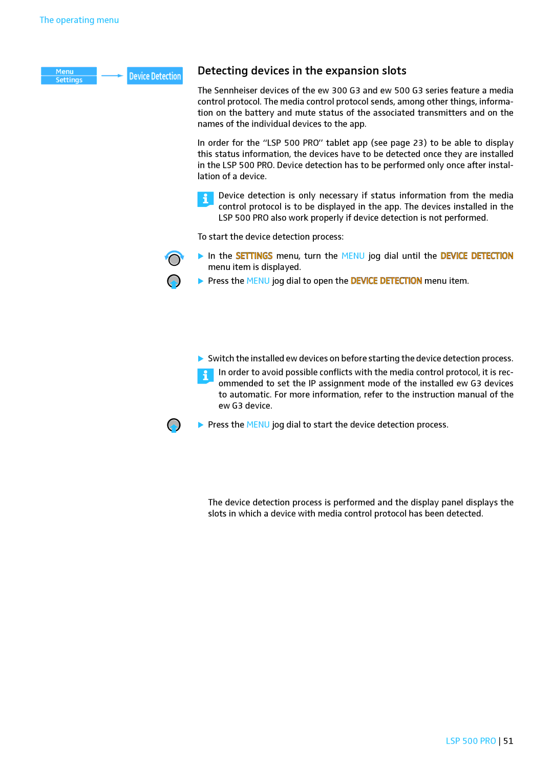 Sennheiser LSP 500 PRO instruction manual Detecting devices in the expansion slots 