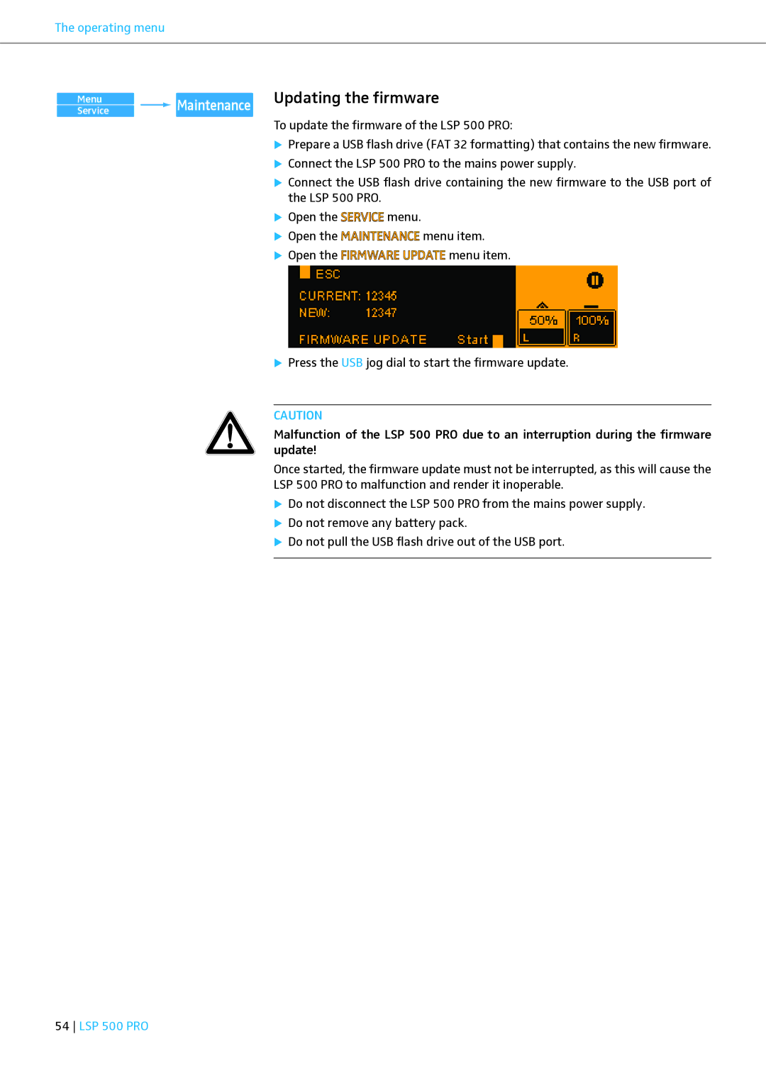 Sennheiser LSP 500 PRO instruction manual Updating the firmware 