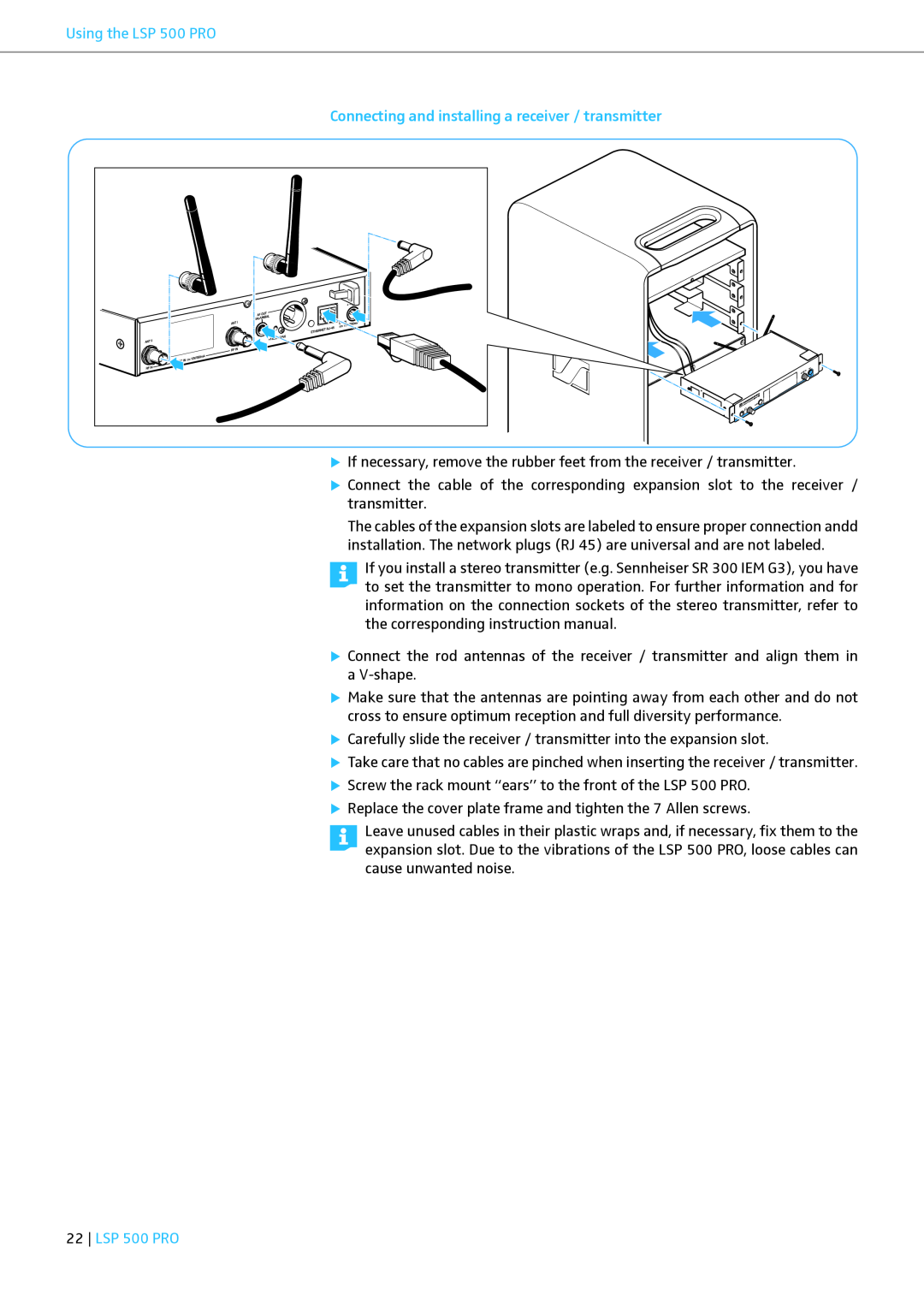 Sennheiser instruction manual Using the LSP 500 PRO 
