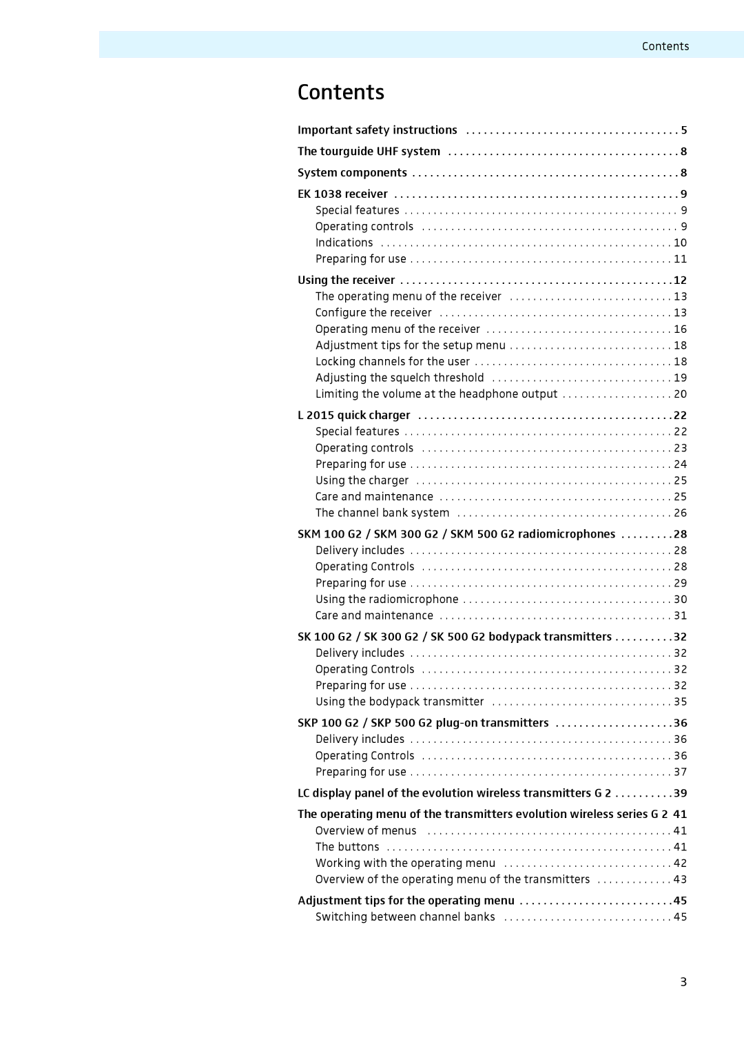 Sennheiser LV307, LV308 manual Contents 