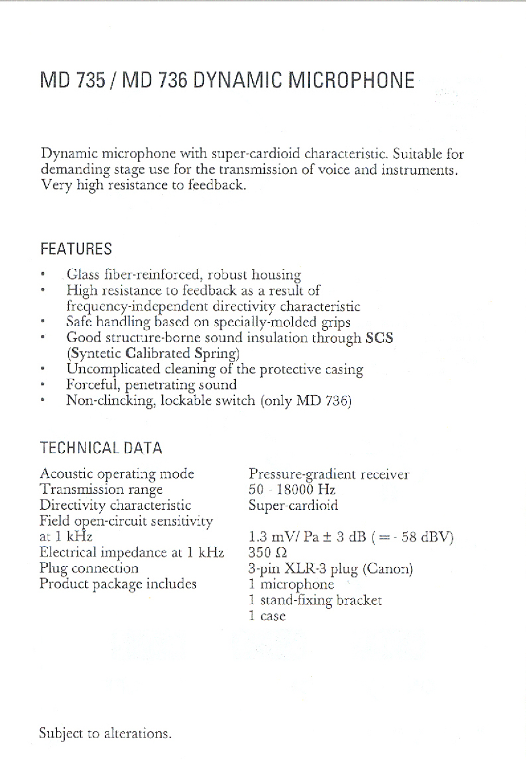 Sennheiser MD 735 manual 