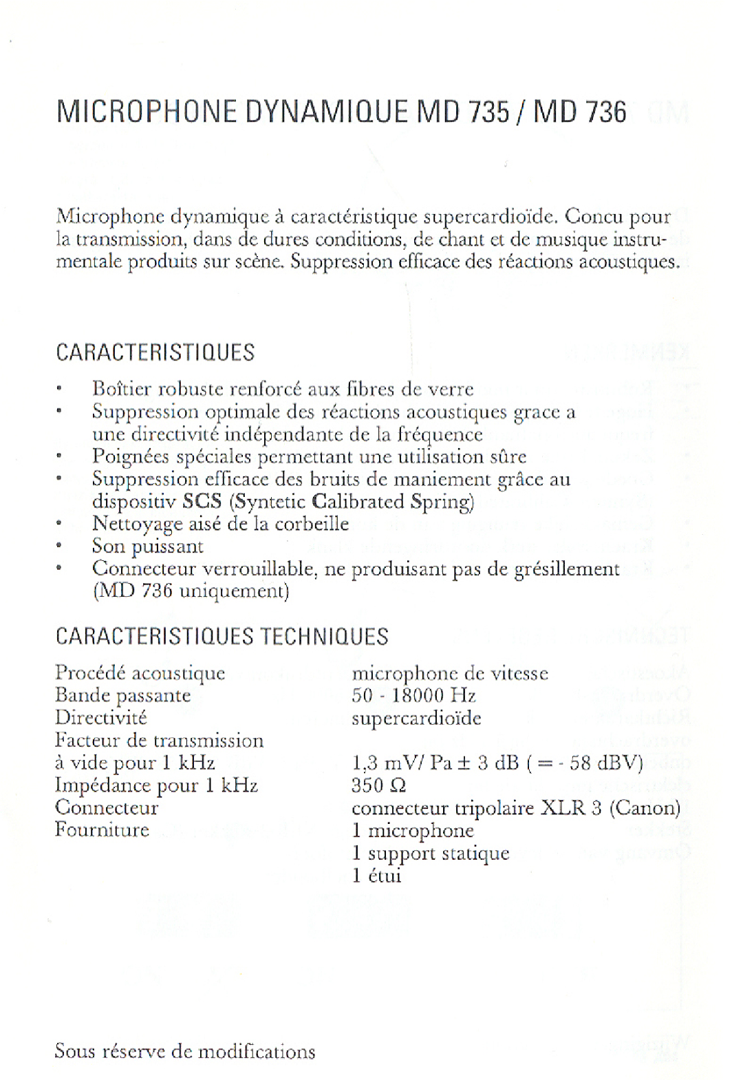 Sennheiser MD 735 manual 