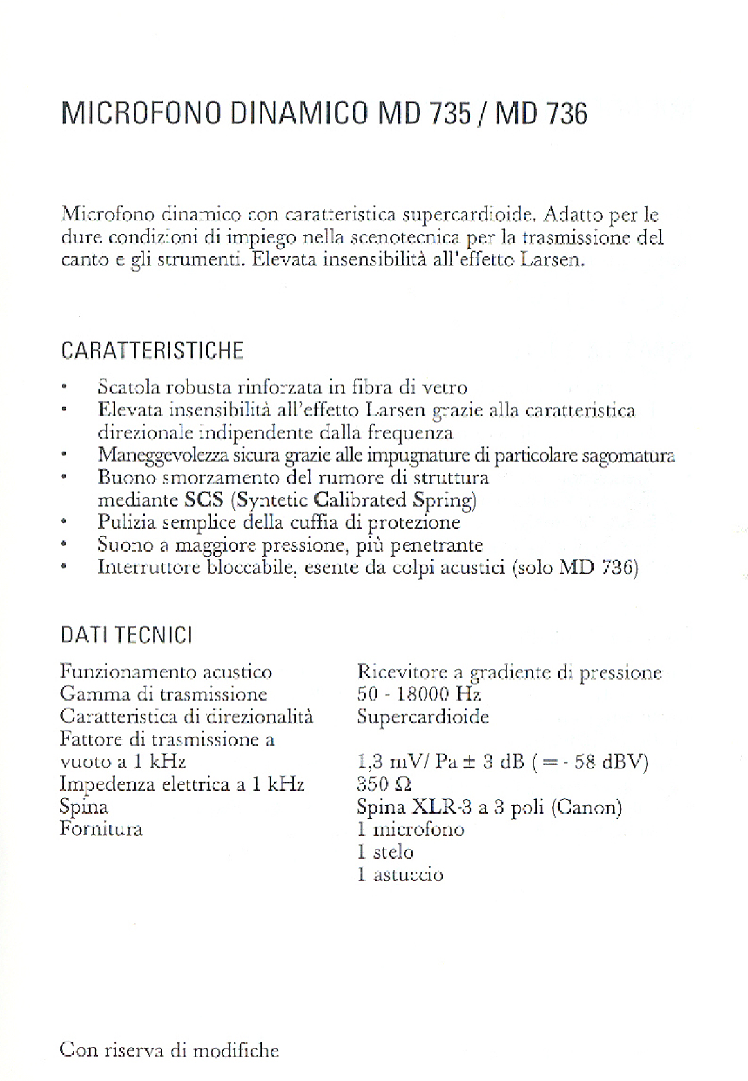 Sennheiser MD 735 manual 