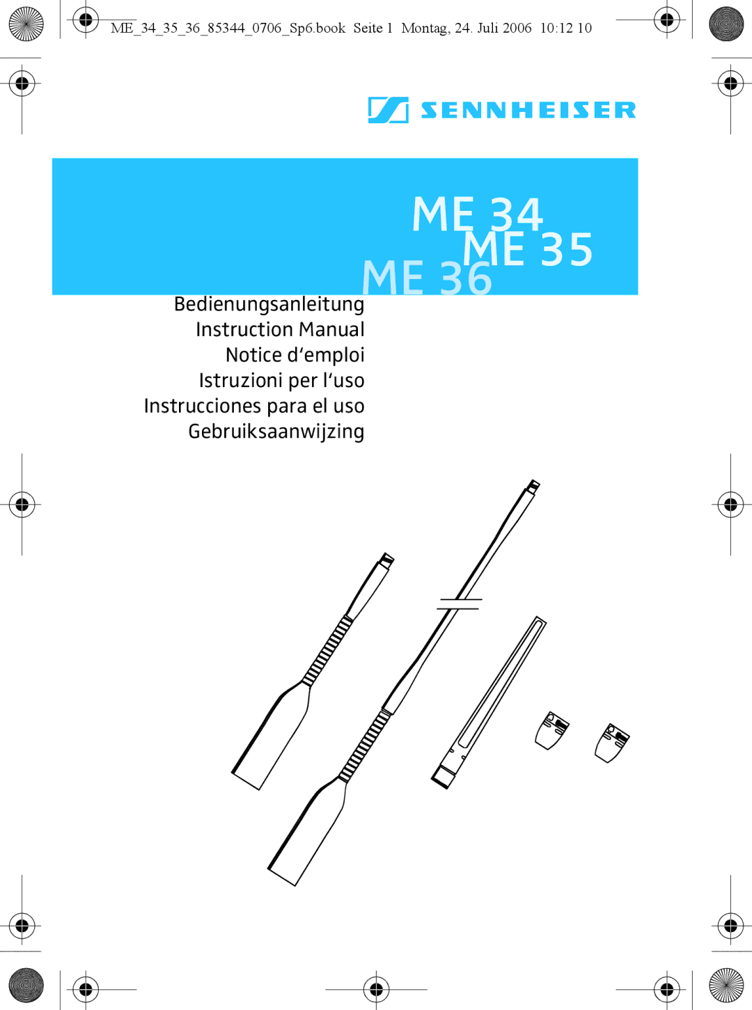 Sennheiser ME 35, ME 36 instruction manual ME343536853440706Sp6.book Seite 1 Montag, 24. Juli 2006 1012 