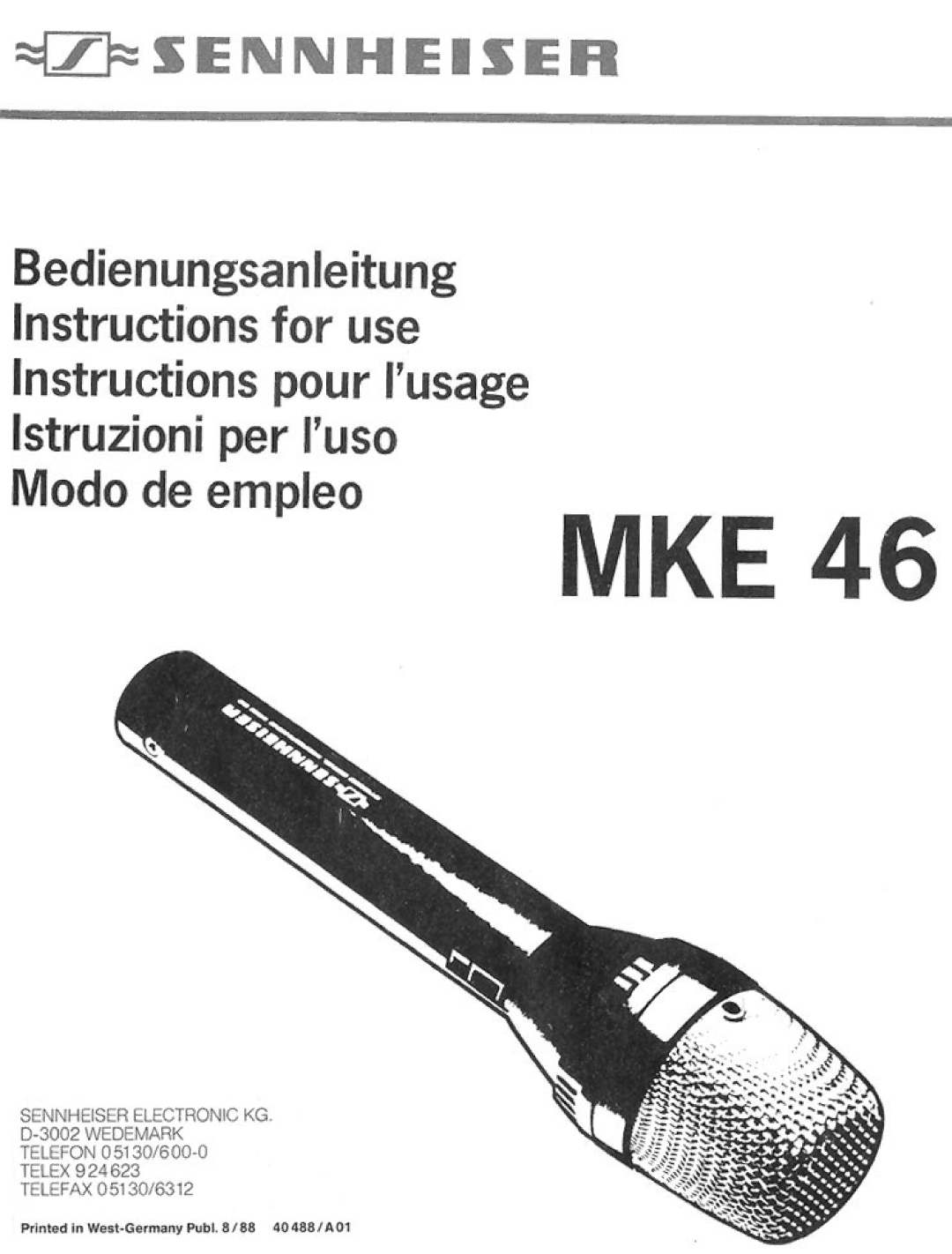 Sennheiser MKE46 manual 