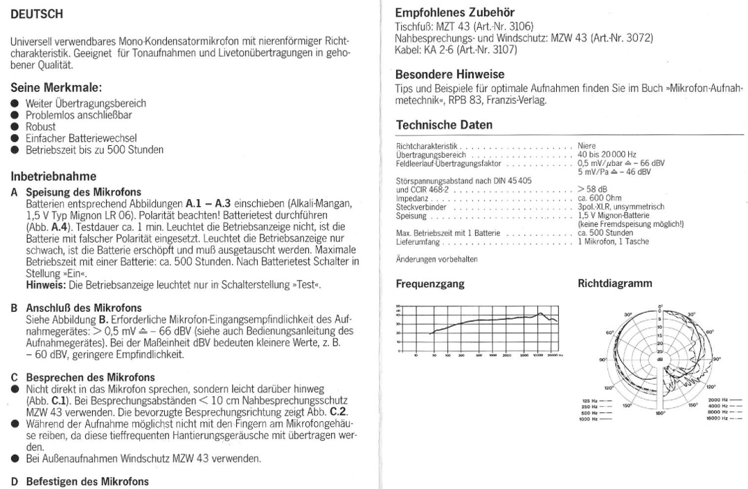 Sennheiser MKE46 manual 