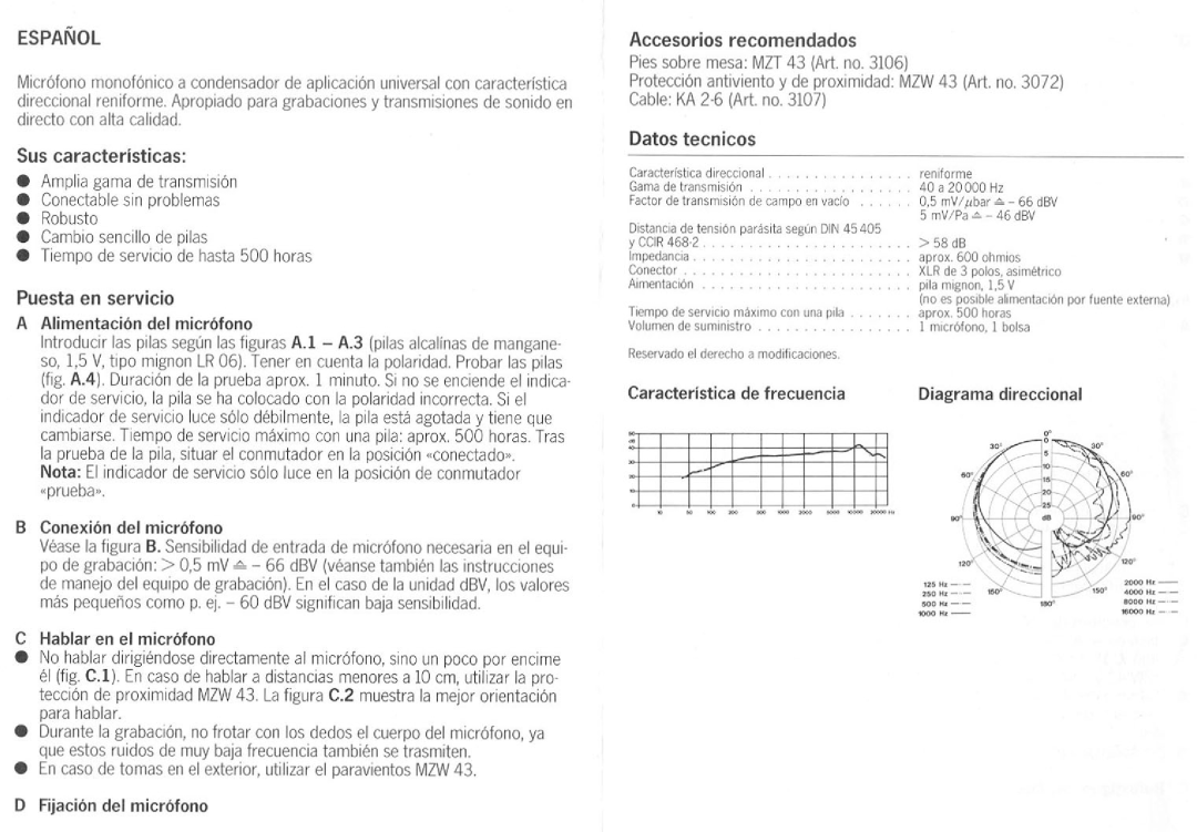 Sennheiser MKE46 manual 