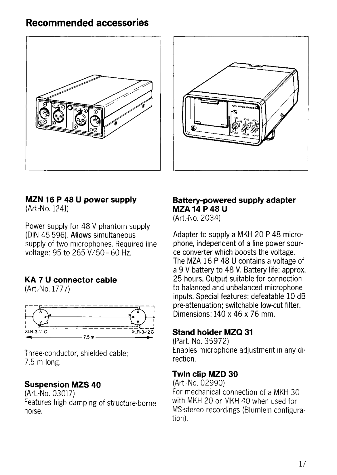 Sennheiser MKH 20 P 48 manual 