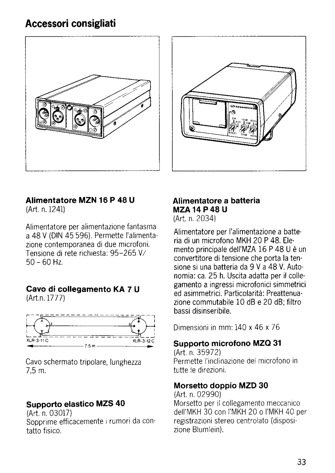 Sennheiser MKH 20 P 48 manual 