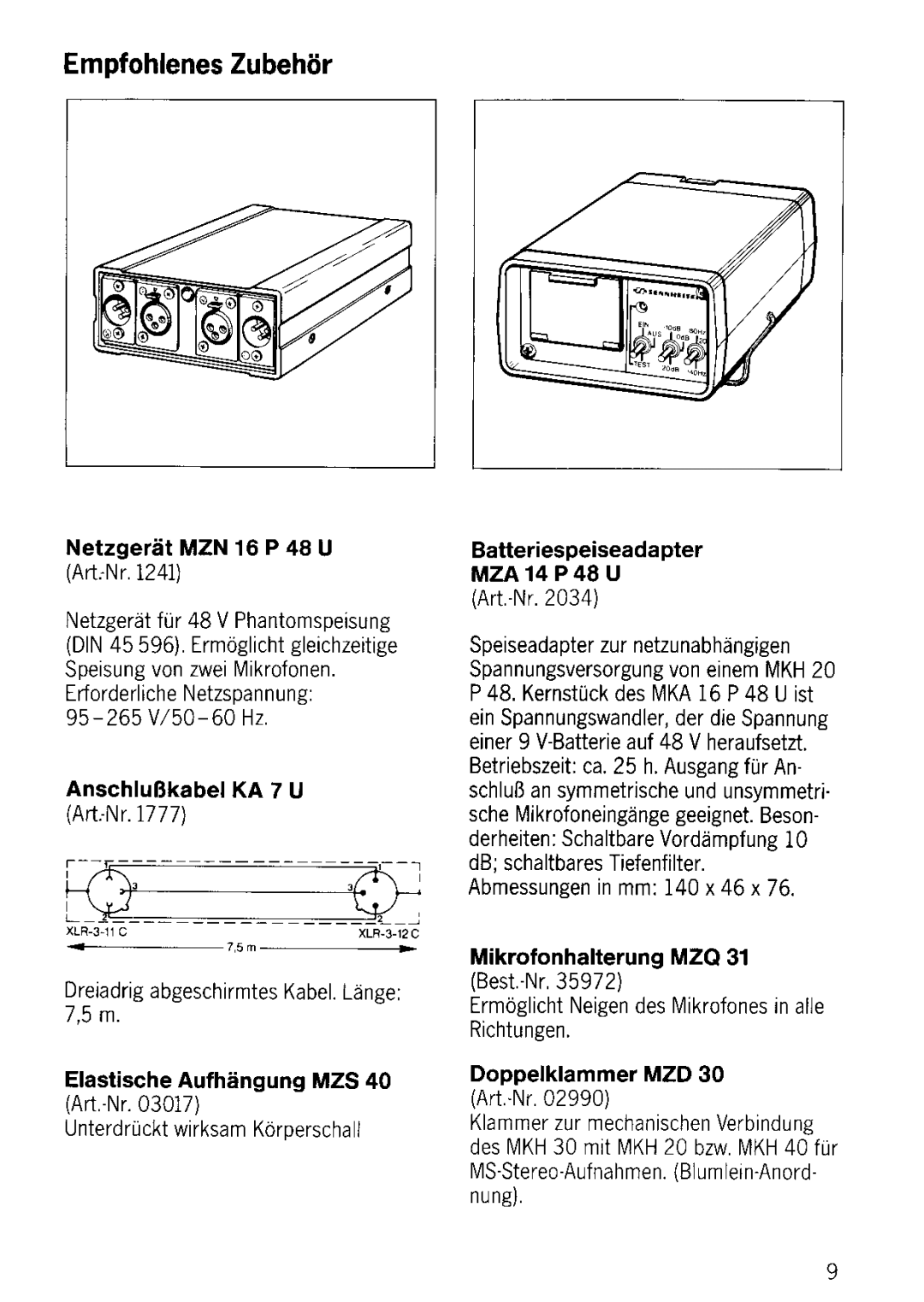 Sennheiser MKH 20 P 48 manual 