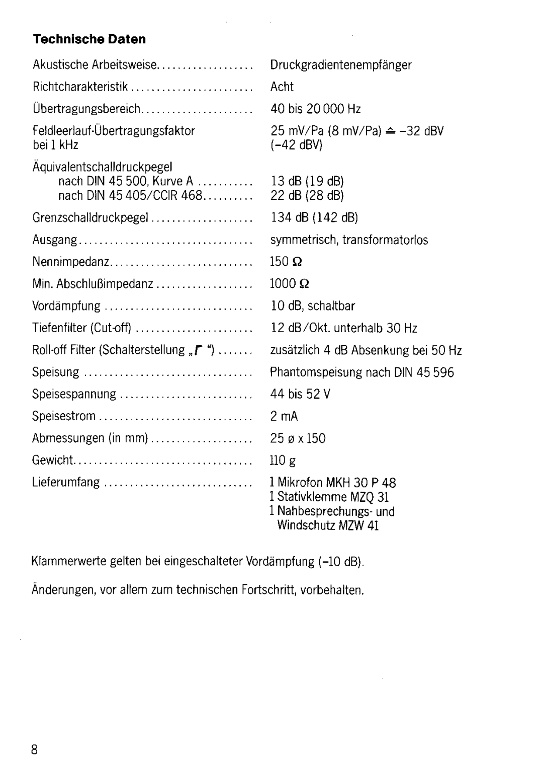 Sennheiser MKH 30-P48 manual 