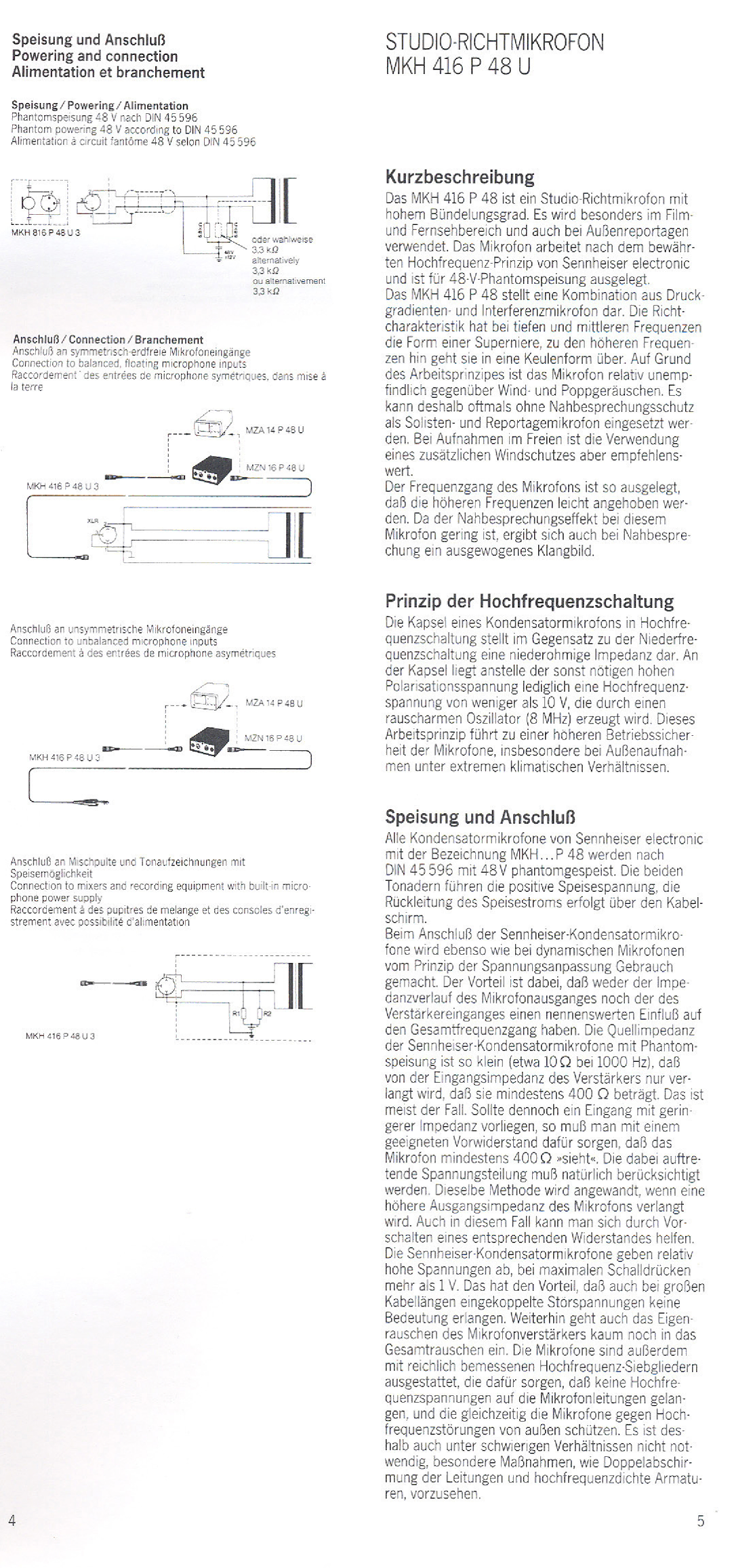 Sennheiser MKH 416 P 48 U manual 